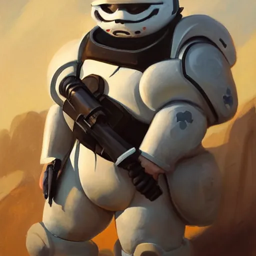 Image similar to greg manchess portrait painting of armored stay puft marshmallowman as overwatch character, medium shot, asymmetrical, profile picture, organic painting, sunny day, matte painting, bold shapes, hard edges, street art, trending on artstation, by huang guangjian and gil elvgren and sachin teng