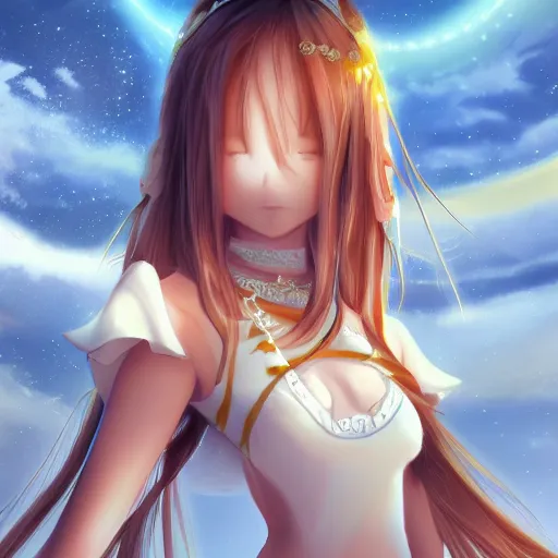 Image similar to portrait of an anime princess in white and golden clothes , digital painting , artstation , devian art , 4k , HD