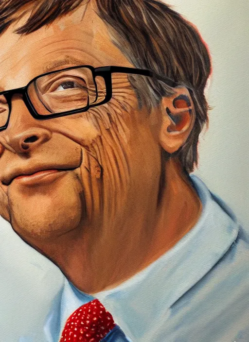 Prompt: photo portrait painting of bill gates on shrooms, expose yourself to art