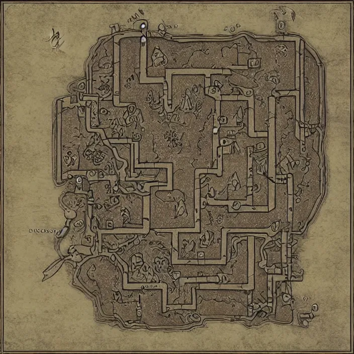 Prompt: dungeon map by dysonlogos,