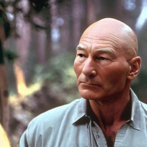 Image similar to a film still of patrick stewart in the movie rambo