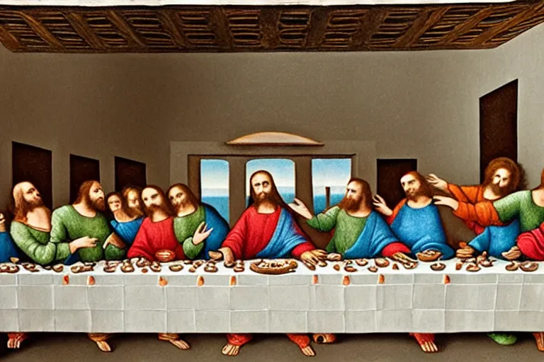 Image similar to the last supper with lizards