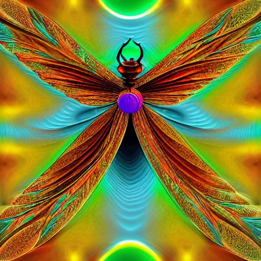 Image similar to saturn dragonfly fractal crystalliglitch digitalart artist