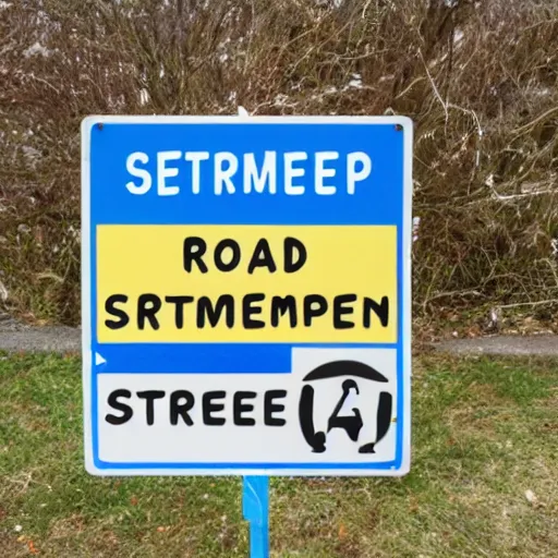 Prompt: a road sign that says Sesame Street