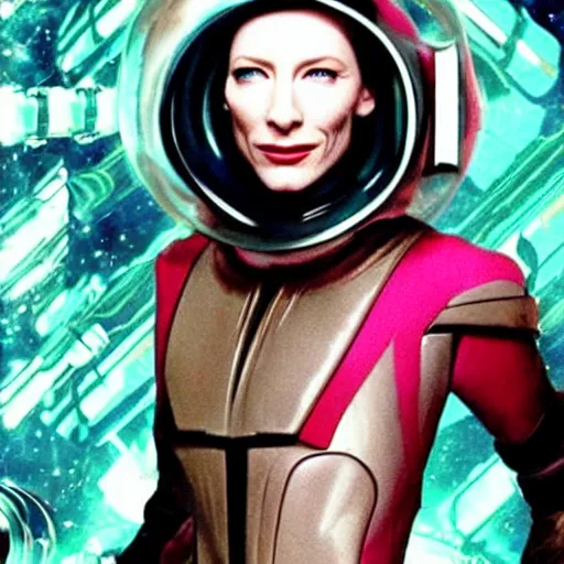 Image similar to cate blanchett , scifi, retro futurist, movie poster,