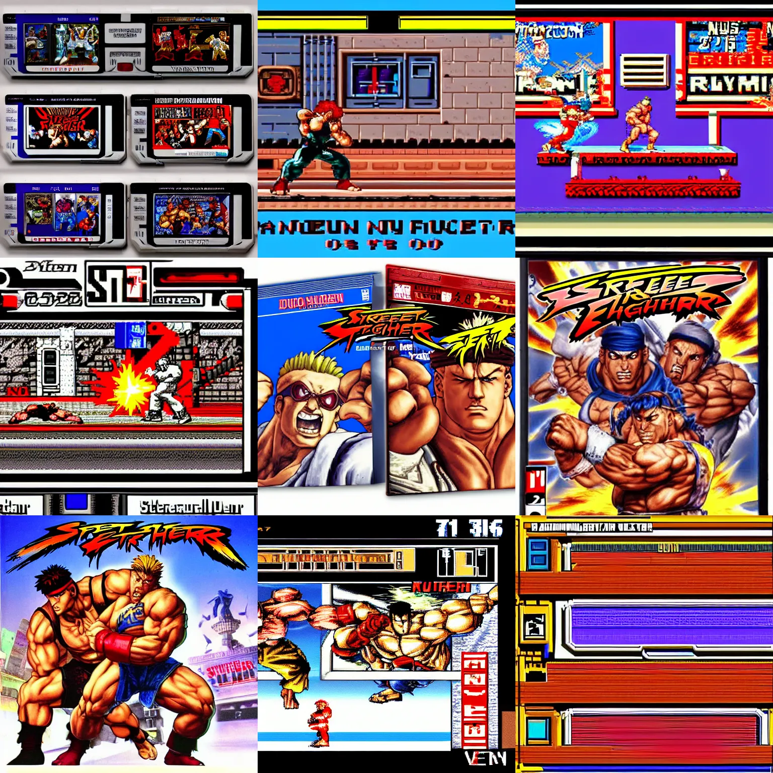 Prompt: street fighter snes duke nukem vs ryu, video game, duke nukem, street fighter