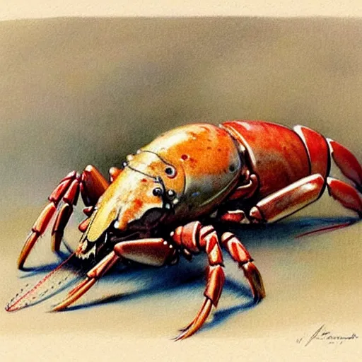 Prompt: (((((1950s lobster . muted colors.))))) by Jean-Baptiste Monge !!!!!!!!!!!!!!!!!!!!!!!!!!!