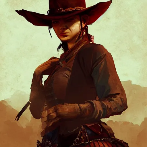 Image similar to portrait of a bandit woman, drawn by ruan jia, fantasy art, red dead redemption, django, town background, weird west, deadlands, dramatic lighting, digital art, 8 k, extremely detailed