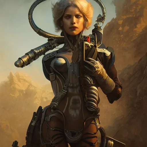 Prompt: portrait painting of a futuristic female rebel, ultra realistic, concept art, intricate details, eerie, highly detailed, photorealistic, octane render, 8 k, unreal engine. art by artgerm and greg rutkowski and alphonse mucha