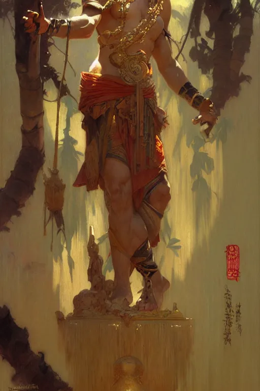 Image similar to god of bamboo, male character design, painting by gaston bussiere, craig mullins, greg rutkowski, alphonse mucha, trending on artstation