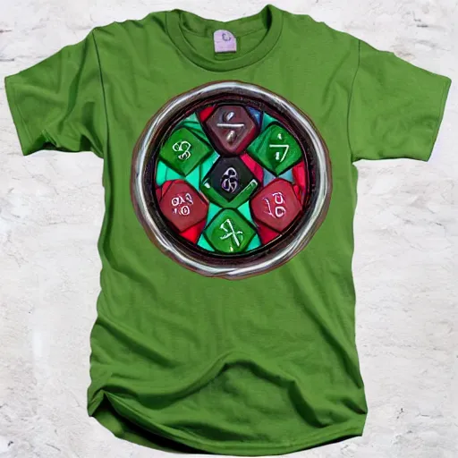 Image similar to dungeons and dragons dice roll on a tshirt