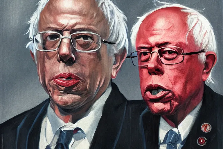 Image similar to Bernie Sanders as rapper, oil on canvas, artstation, portrait, masterpiece, aesthetic