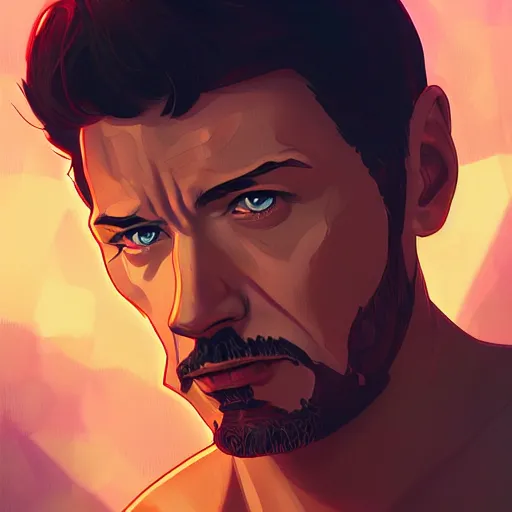 Prompt: The Rock as Tony Stark, ambient lighting, 4k, alphonse mucha, lois van baarle, ilya kuvshinov, rossdraws, artstation