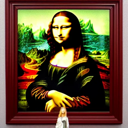 Prompt: Mona Lisa made out of Wonka nerds