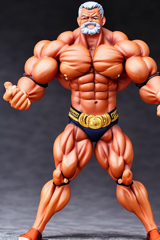 Image similar to still high quality figurine of bodybuilder president lula, tsurime eyes, tareme eyes, personification, dynamic pose, detailed product photo, featured on amiami, tone mapped, beautiful composition, 8 5 mm, f. 1 4