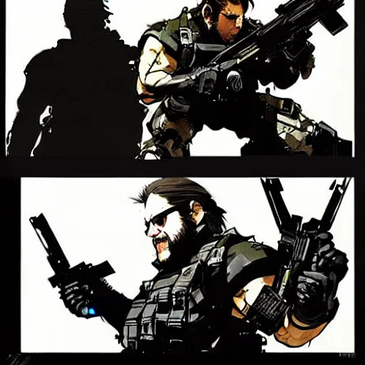 Image similar to beautiful videogame concept art of danny devito, daniel michael devito jr. from metal gear solid, by yoji shinkawa