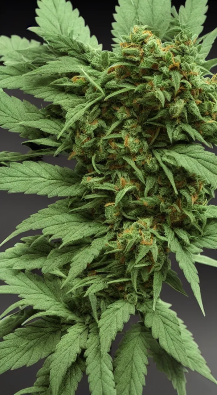 Image similar to very funny cannabis character made from a bud similar to iamgrout, rendering in 8k, photorealistic, with high detail, rendering with octane illumination + ray tracing, very clear, ultra-precise, focused, realistic