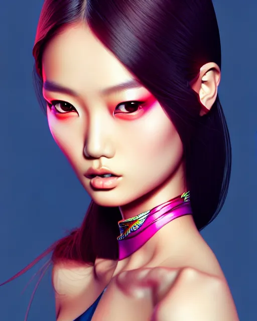 Image similar to richly detailed color illustration of very very beautiful asian fashion model illustrated by Artgerm and Mina Petrovic and Timothy Kong and Marina Federovna. 3D shadowing