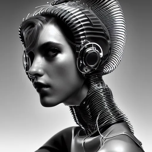Image similar to the portrait of an absurdly beautiful, graceful, sophisticated, fashionable cyberpunk gynoid gravure idol, an ultrafine hyperdetailed illustration by kim jung gi, irakli nadar, intricate linework, iridescent wiring, porcelain skin, unreal engine 5 highly rendered, global illumination, radiant light, detailed and intricate environment