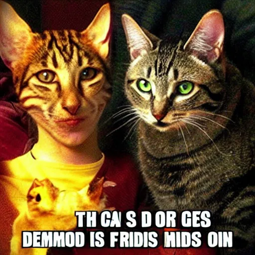 Image similar to the demon god is friends with a cat