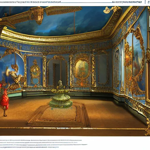 Image similar to rococo virtual art museum in a 9 0 s video game, net art, ps 1 graphics, ps 2 screenshot, hd, intricate, detailed