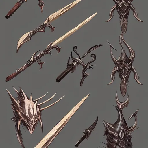 Image similar to concept art of legendary dragon scythe weapon, scythe design, fantasy scythe, fantasy, behance, pinterest, deviantart, artstation, weapons concept art, design, rpg, weapon, detailed, digital art, incredible, digital painting