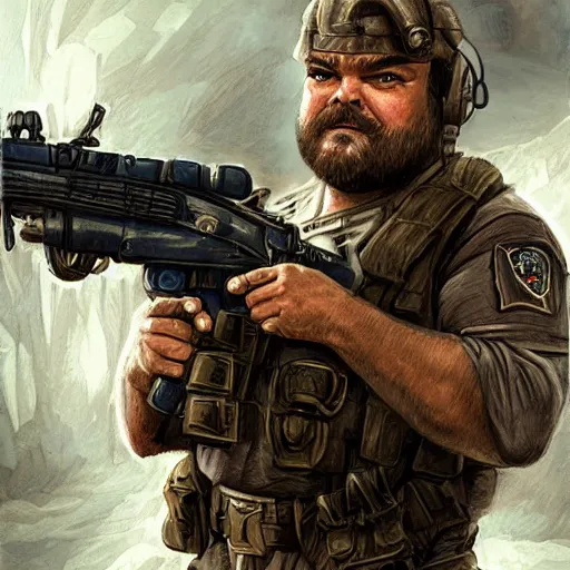 Prompt: Jack Black as a navy SEAL, high resolution fantasy concept art, intricate details, soft lighting