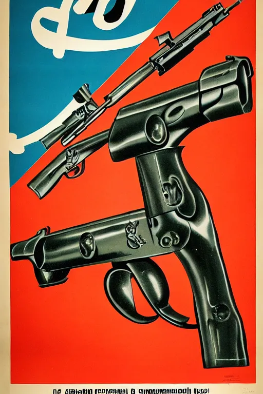 Image similar to A shrimp in the shape of a gun; Soviet Propaganda Poster