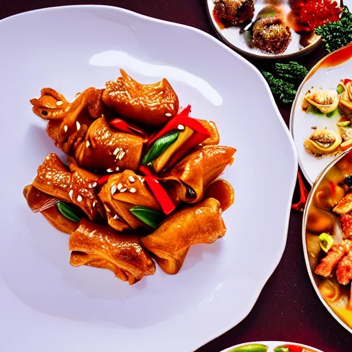 Image similar to beautiful food photography of a plate full of chinese food