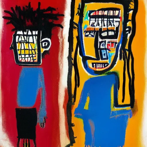 Image similar to man and woman, in the style of Basquiat