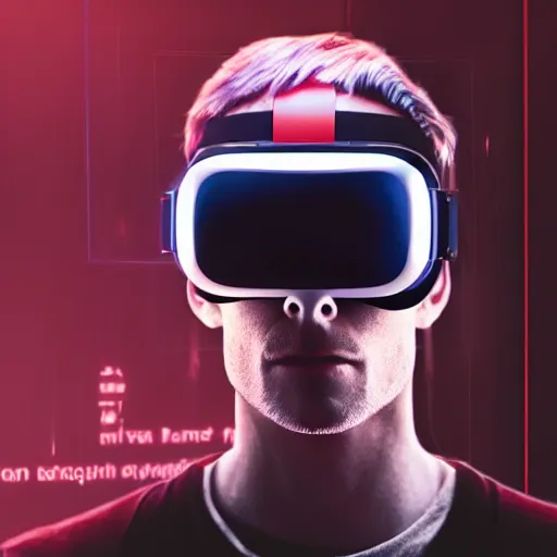 Image similar to a Portrait of a hacker wearing VR goggles, by Mr Robot, by Ready Player One, by Kung Fury, computer screens in the background, dark, dramatic, realistic studio lighting, realistic reflections, 4k, professional, canon