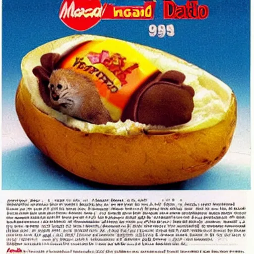 Prompt: 1990s McDonald's advertisement for a baby seal disguised as a loaded baked potato with Danny DeVito