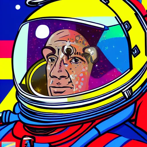 Prompt: portrait of astronaut, highly detailed, colourful, 8k wallpaper, pop art