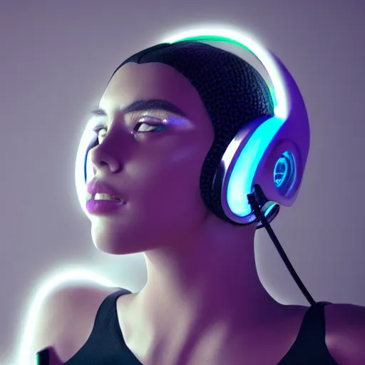 Image similar to futuristic cyberpunk headphones, aesthetic, octane render, 8 k, award winning, realistic