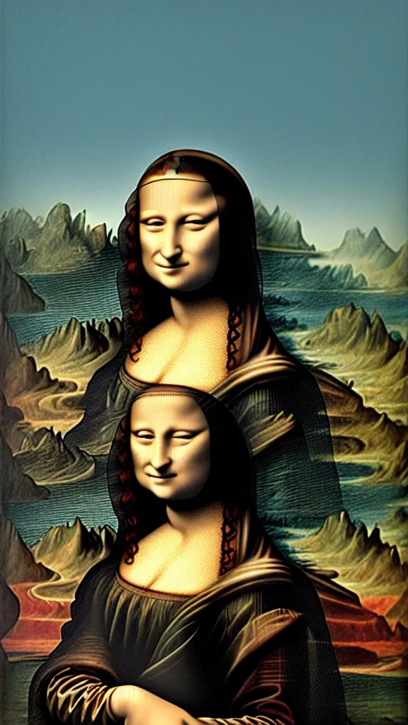 Image similar to the mona lisa in the style of dan hillier