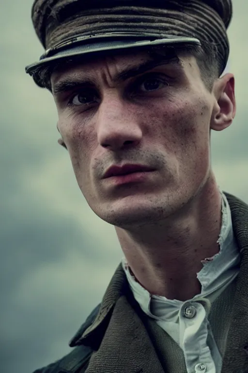 Prompt: a portait photo of Thomas Shelby in a battlefield, epic image, path tracing, complementary colours, high quality, 4k HDR, dramatic lighting, cinematic, highly detailed, high coherence, dedined face, anatomically correct, five fingers, war, cold environment