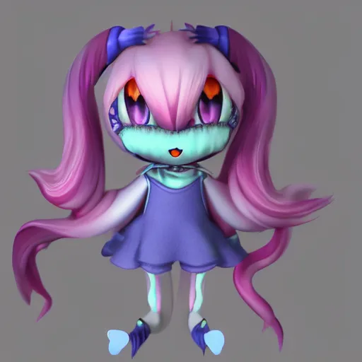 Prompt: cute fumo plush of a monster girl who loves to party, three point lighting, jellyfish, refractive optics, vray