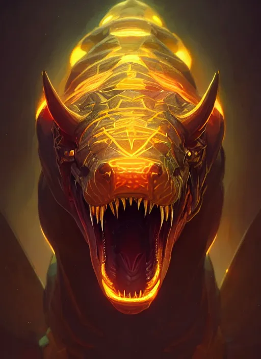 Image similar to symmetry!! portrait of renekton, league of legends, glowing lights!! intricate, elegant, highly detailed, digital painting, artstation, concept art, smooth, sharp focus, illustration, art by artgerm and greg rutkowski and alphonse mucha