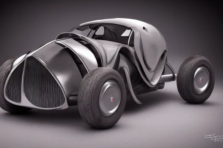 Image similar to Studio photograph a concept 1930s cyberpunk car. 8k. Studio lighting.