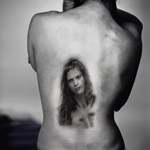 Image similar to a good morning back tattoo, by annie leibovitz and steve mccurry, natural light canon eos c 3 0 0, ƒ 1. 8, 3 5 mm, 8 k, medium - format print