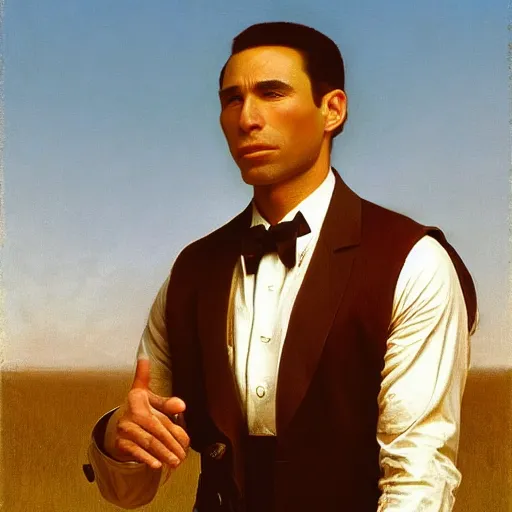 Image similar to Painting of John Travolta as Forrest Gump. Art by william adolphe bouguereau. During golden hour. Extremely detailed. Beautiful. 4K. Award winning.