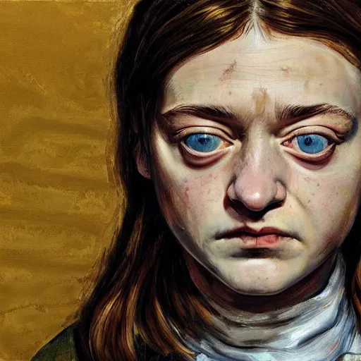 Prompt: high quality high detail painting by lucian freud, hd, arya stark