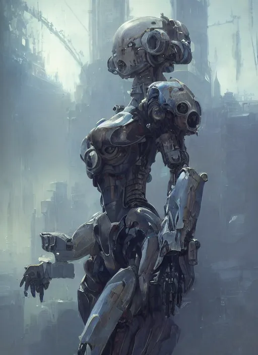 Prompt: beautiful painting by jeremy mann, a female holy mecha paladin absurdly beautiful, elegant, ultrafine hyperrealistic detailed face illustration by zeen chin and artgerm and greg rutkowski, intricate linework, sharp focus, smooth, octopath traveler, final fantasy, unreal engine highly rendered, global illumination, dramatic lighting, 8 k