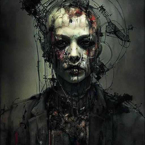 Image similar to skulls wires skin cyberpunk by emil melmoth zdzislaw belsinki craig mullins yoji shinkawa realistic render ominous detailed photo atmospheric by jeremy mann francis bacon and agnes cecile ink drips paint smears digital glitches glitchart