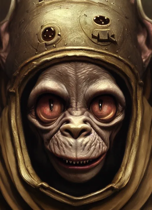 Prompt: highly detailed closeup portrait of a medieval goblin wearing cat helmets, stephen bliss, unreal engine, greg rutkowski, ilya kuvshinov, ross draws, hyung tae and frank frazetta, tom bagshaw, tom whalen, nicoletta ceccoli, mark ryden, earl norem, global illumination, god rays, detailed and intricate environment