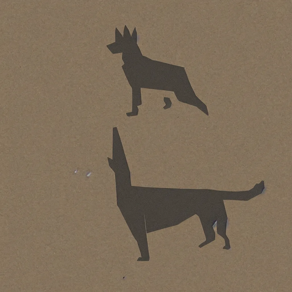 Image similar to illustration of chinese tangram of german shepherd figure, 2 d image