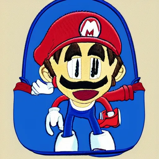 Image similar to a backpack embroidery obama sonic the hedgehog super Mario