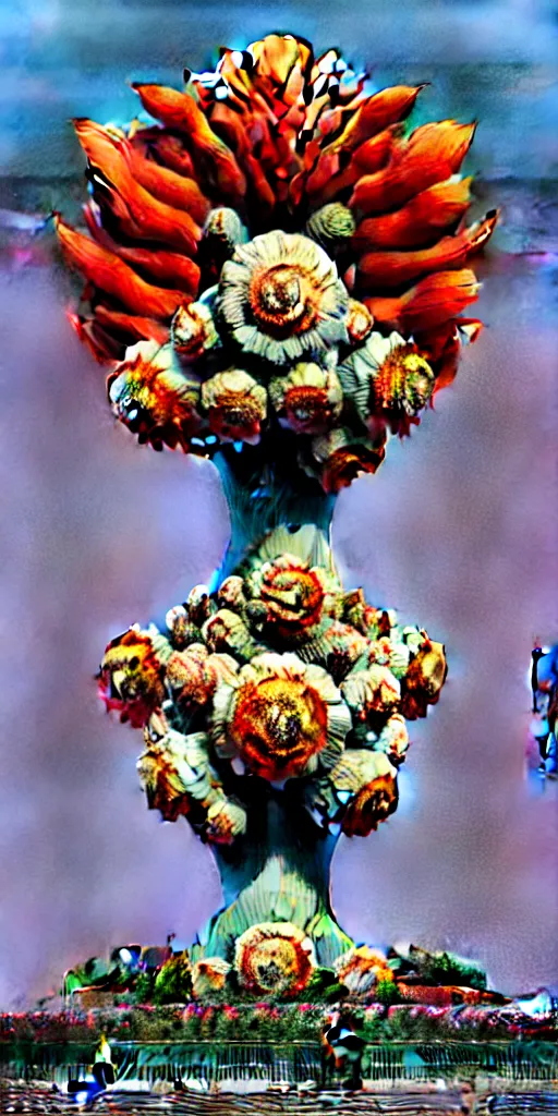 Image similar to colossal grotesque flower made from unfulfilled communist dreams in the middle of abandoned post soviet constructivist cityscape, Stalinist architecture, ultradetailed, Intricate by Hayao Miyazaki and Josan Gonzalez and Makoto Shinkai and Giuseppe Arcimboldo and Wes Anderson