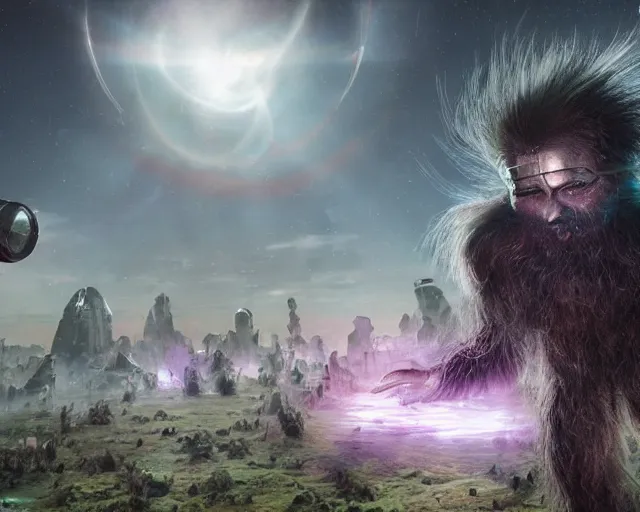 Image similar to realistic textured magnetosphere, beautiful hairy humanoids, love, joy, complex cybernetic beings, glowing hair, vortexes, large array, ornate hair, cinematic light shadows, wet hdr refractions, insanely detailed rendering, cybernetic civilizations, 8 k, * * * * *