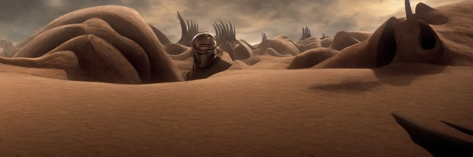 Prompt: Cinematic shot, Dune film 2001, by Denis Villeneuve, realistic, hyper detailed, 4K